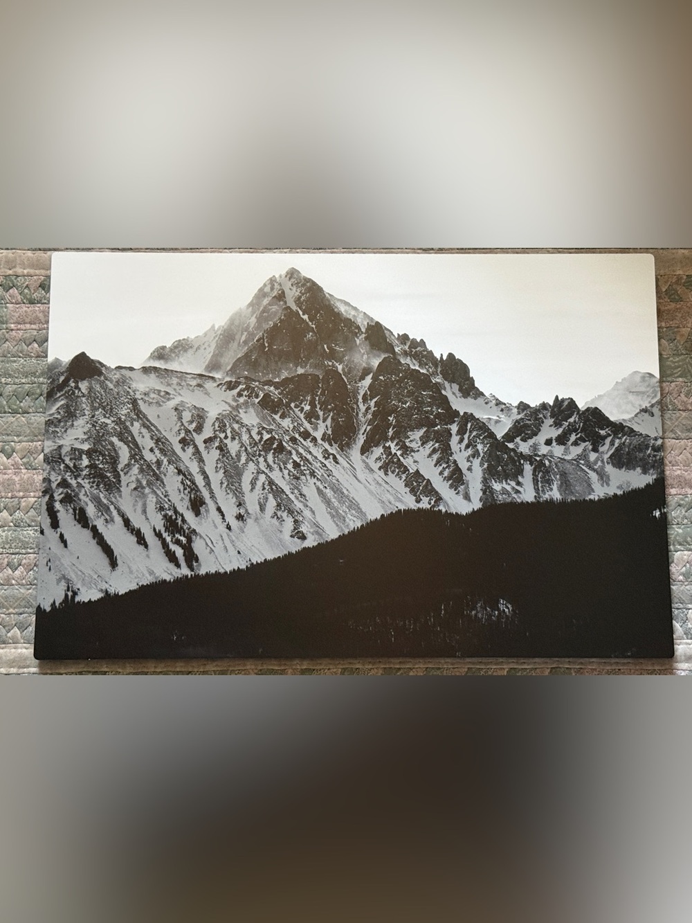 Black White Mountain Metal Wall Art Photo Print 18” x 12” Vintage